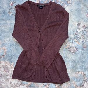 August Silk Deep Brown Button Down Cardigan
